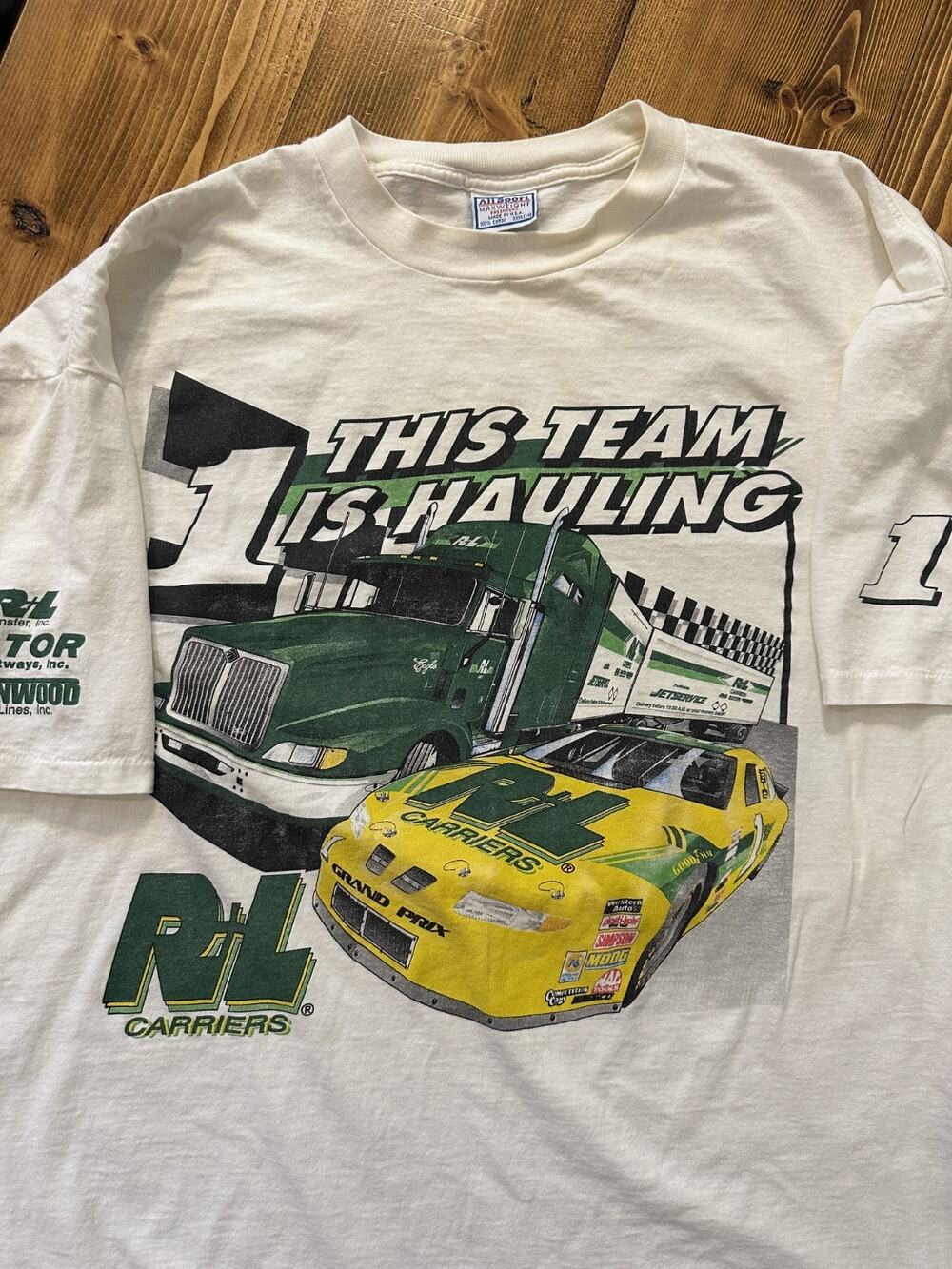 1997 Vintage RL Carriers Racing NASCAR T-Shirt Allsport Tag 3XL Vtg Trucking Tee